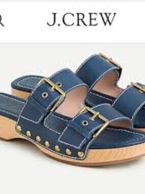 J.Crew Leather Double Buckle Strap Sandals – Wood Sole | Size 9 - MF0310